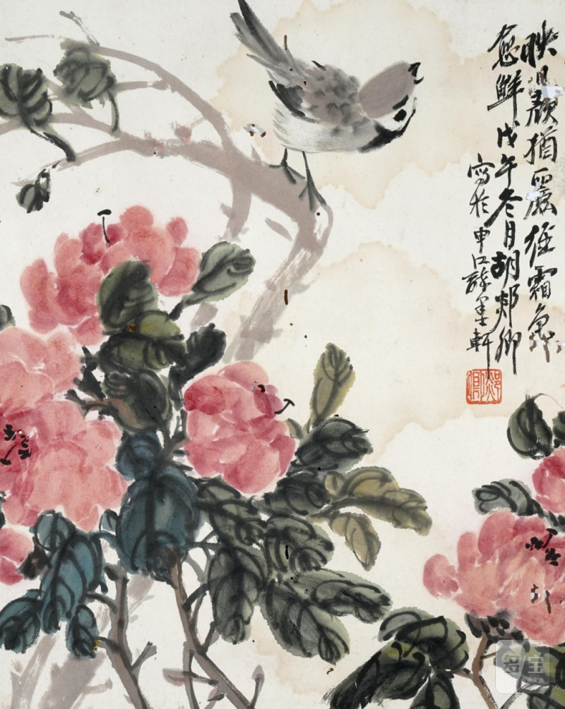    胡郯卿 花鳥（有蛀洞）